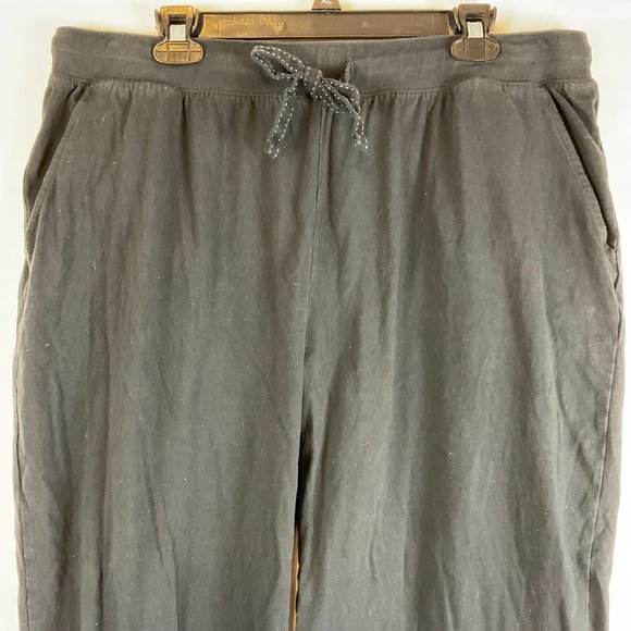 Tommy Bahama Lounge Pants XL Black Drawstring Waist Pockets Wide Leg - Picture 2 of 10